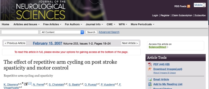 Effect on repetitive arm cycling on post stroke spasticity